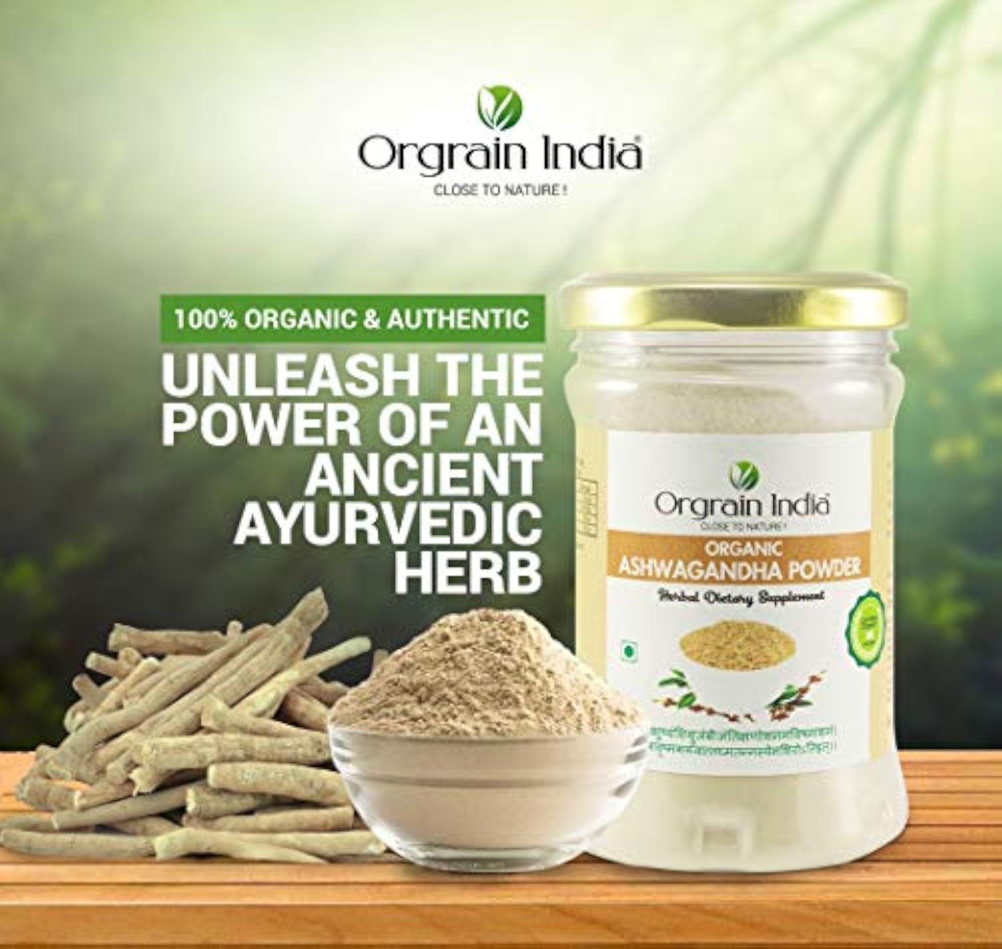 Orgrain Organic Ashwagandha Root Powder, Wellness Support, 100g